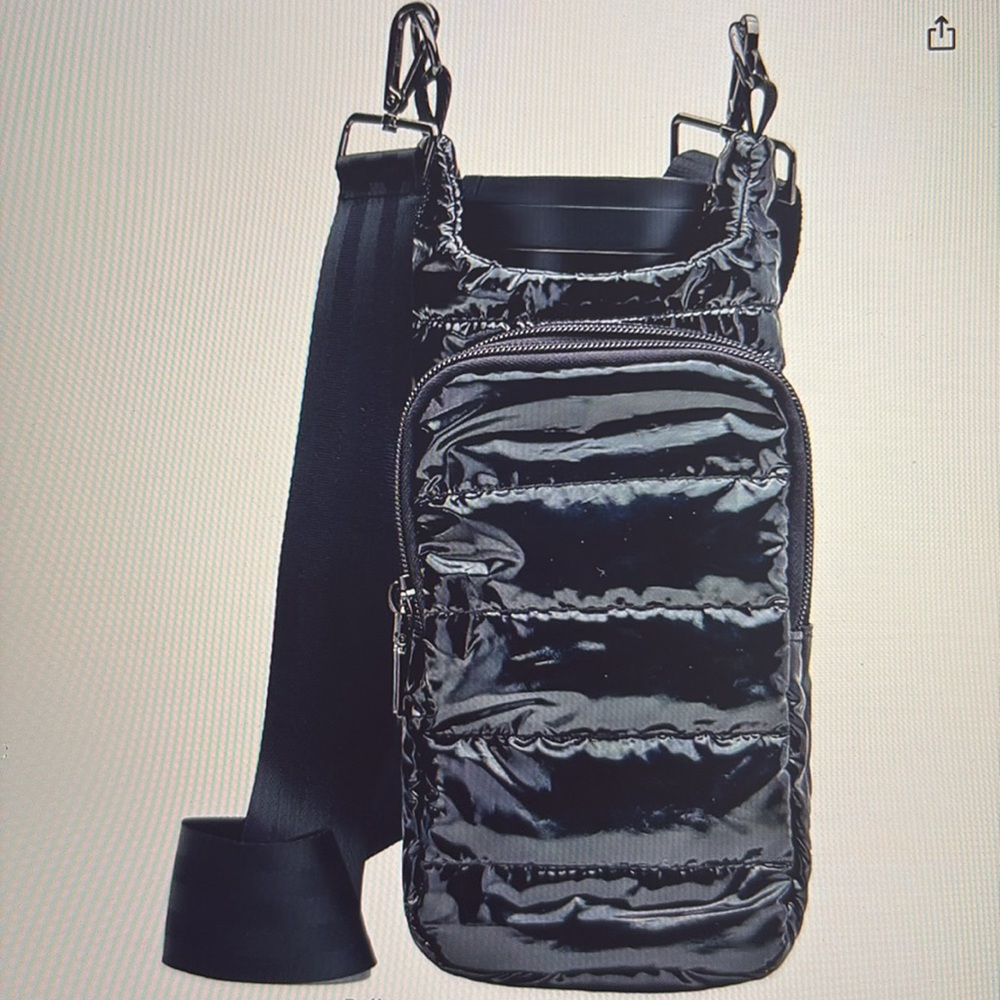 Wanderful Black Quilted Water Bottle Holder with Strap HydroBag